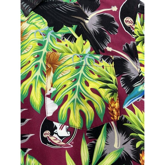 Florida State Seminoles Shirt Mens XL Maroon Green NCAA Football Hawaiian FSU - Picture 3 of 6